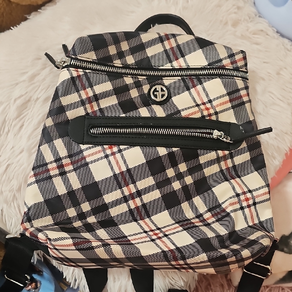 Stylish Black and White Plaid Men's Backpack